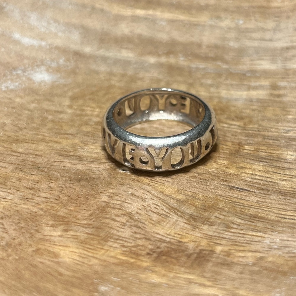 “I Love You” Cutout Letters 925 Sterling Silver Band Ring - Picture 3 of 9